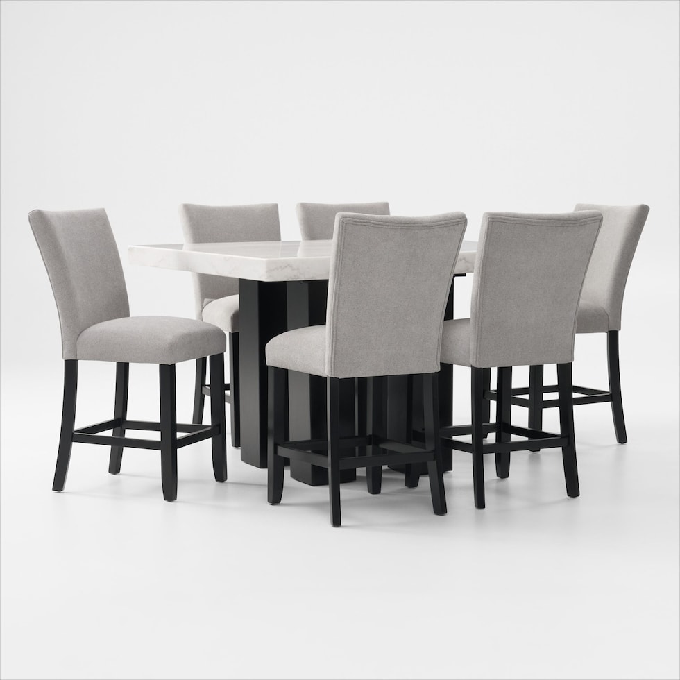 artemis white marble gray black legs  pc counter height dining room   