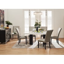 artemis white marble gray black legs  pc dining room   