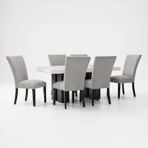artemis white marble gray black legs  pc dining room   