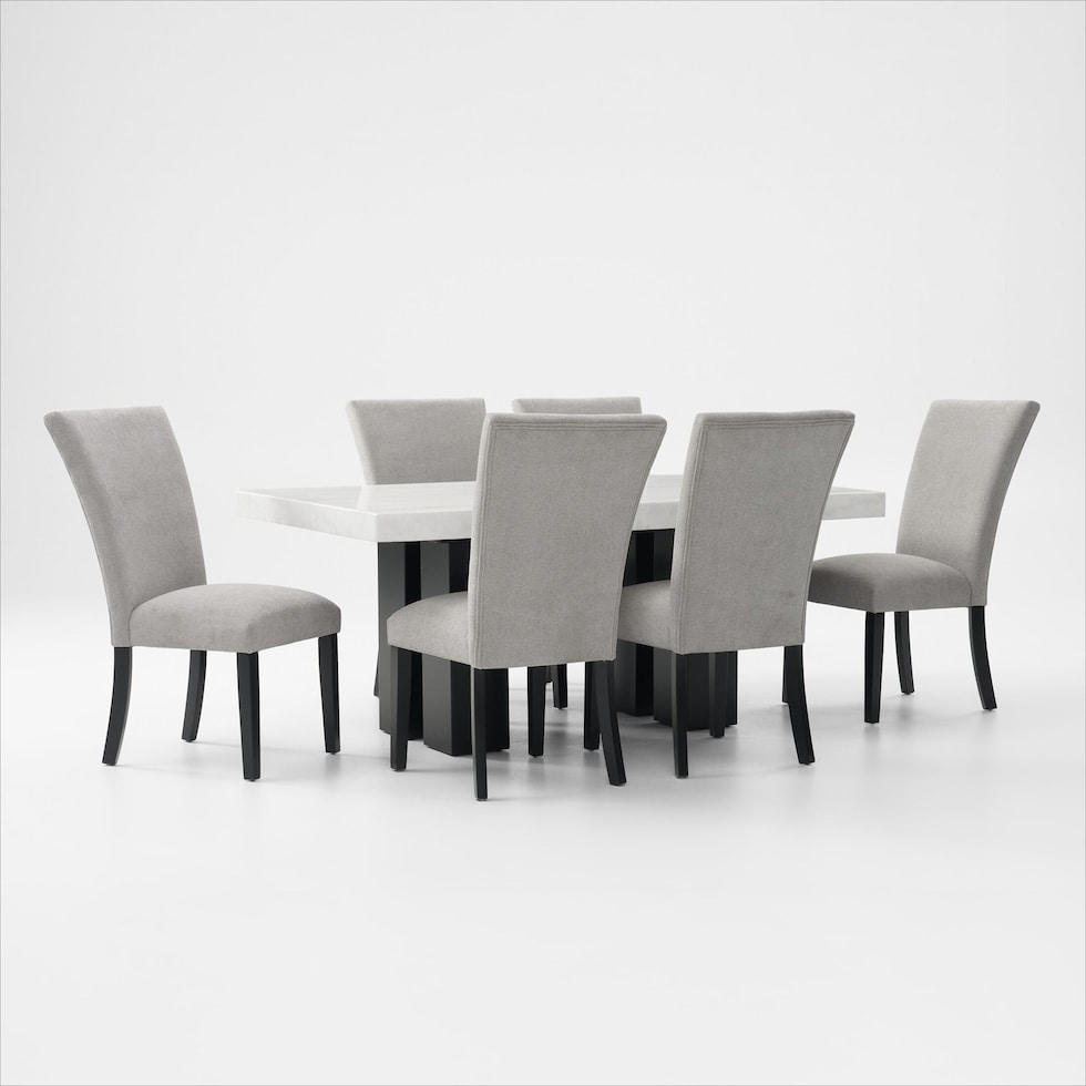 artemis white marble gray black legs  pc dining room   