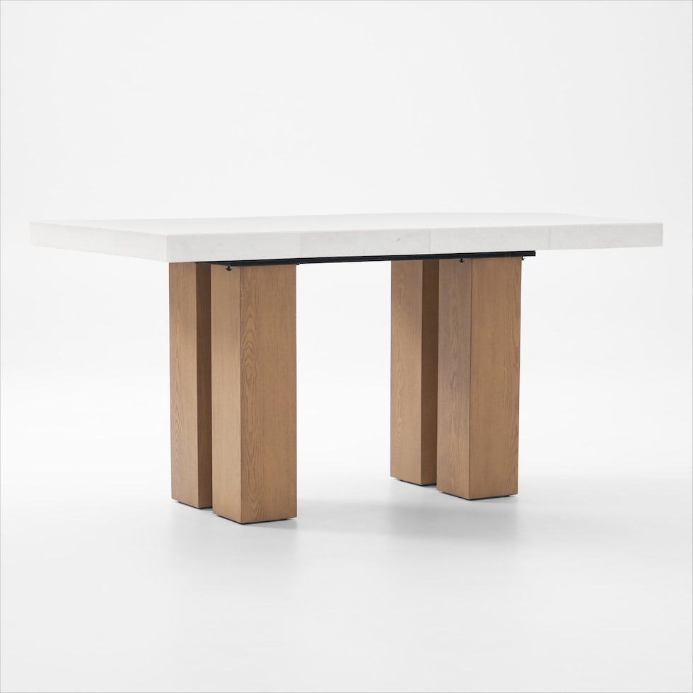 artemis white marble natural legs counter height dining table   
