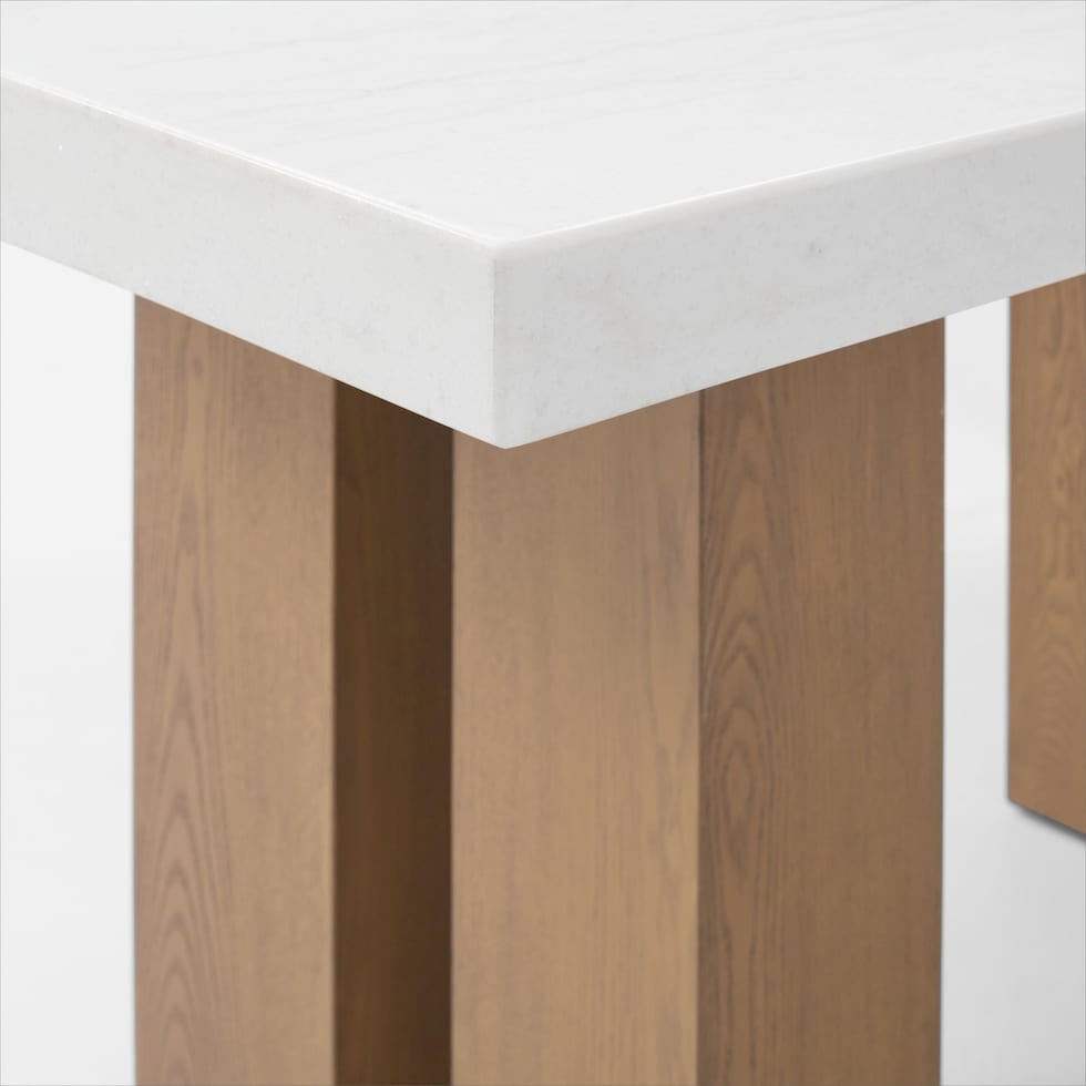 artemis white marble natural legs counter height dining table   
