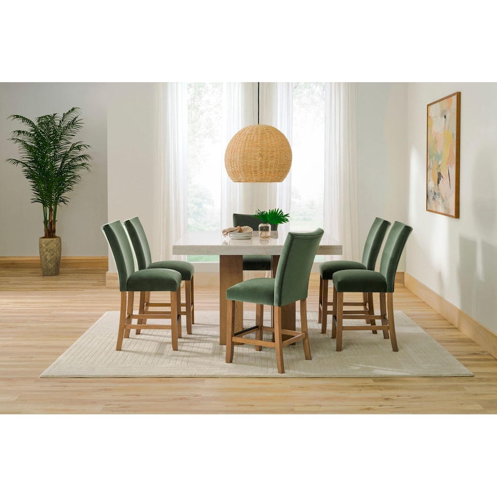 artemis white marble natural legs counter height dining table   