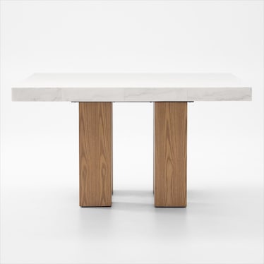 Artemis Square Marble Dining Table - White Marble/Natural