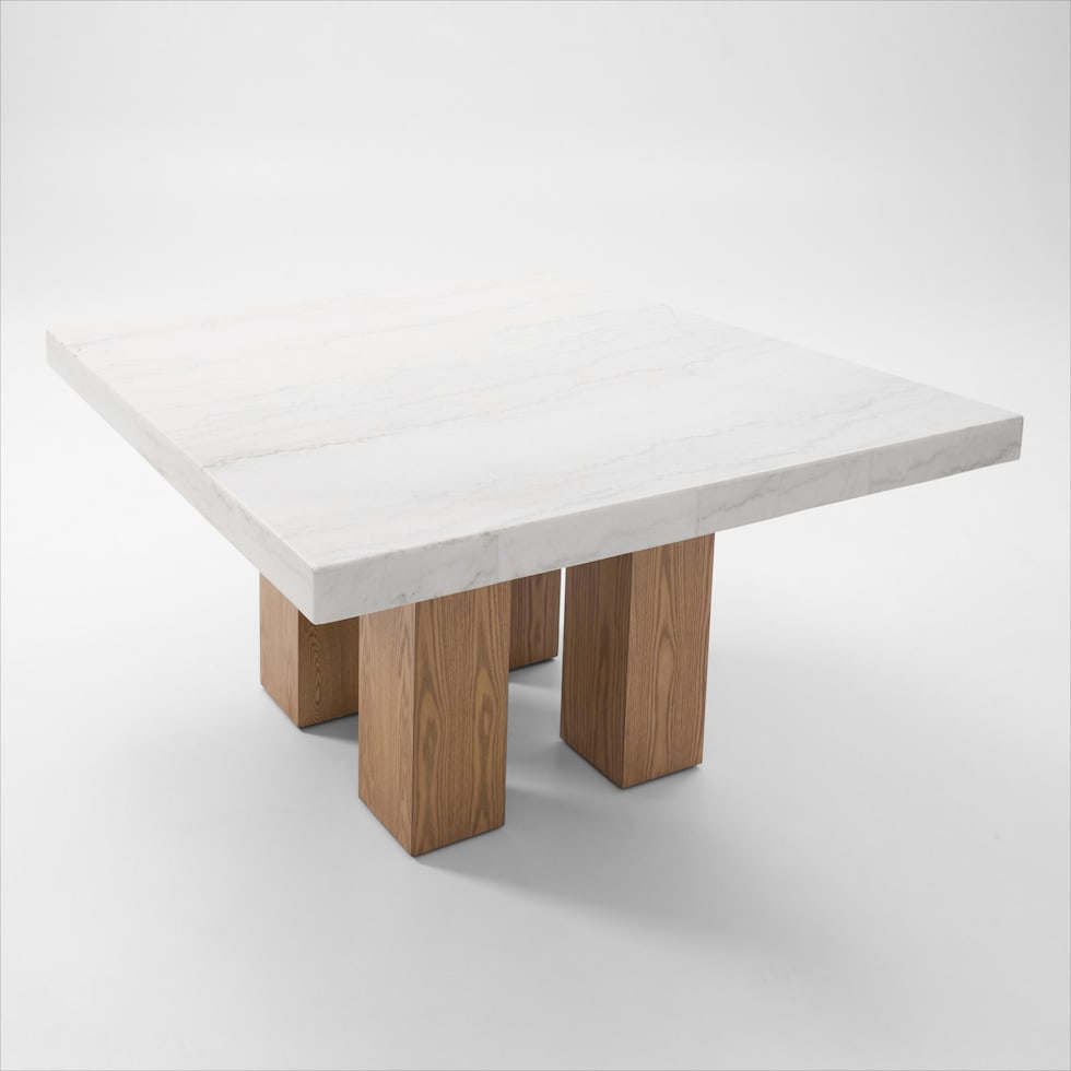 artemis white marble natural legs dining table   