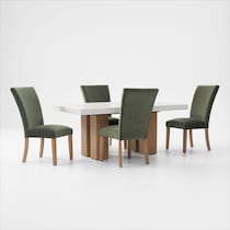 artemis white marble olive natural legs  pc dining room   