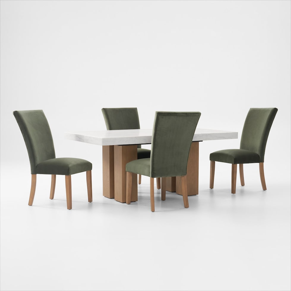 artemis white marble olive natural legs  pc dining room   