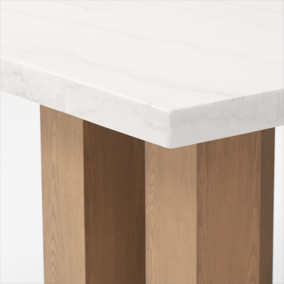 artemis white marble olive natural legs  pc counter height dining room   