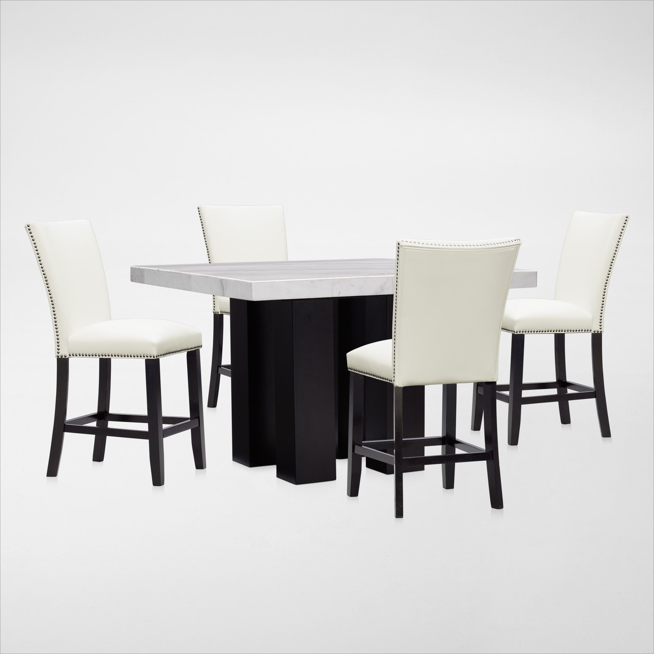 Artemis CounterHeight Marble Dining Table and 4 Upholstered Stools