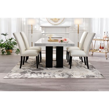 Artemis Marble Dining Table and 4 Chairs - White