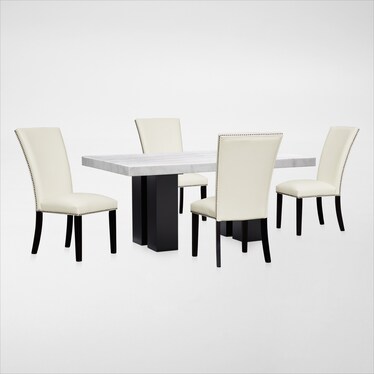 Artemis Marble Dining Table and 4 Chairs - White