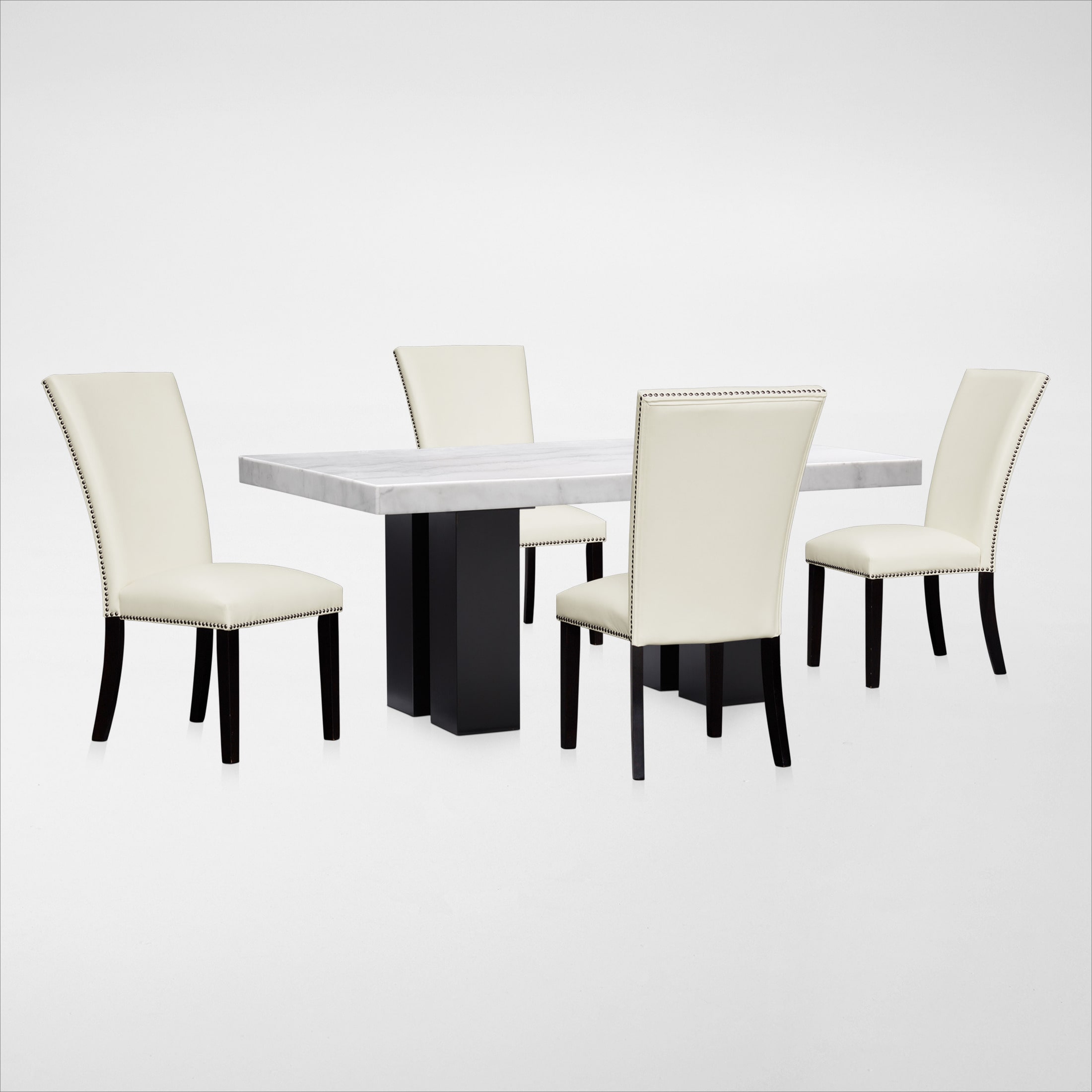 Artemis Marble Dining Table and 4 Upholstered Dining Chairs Value