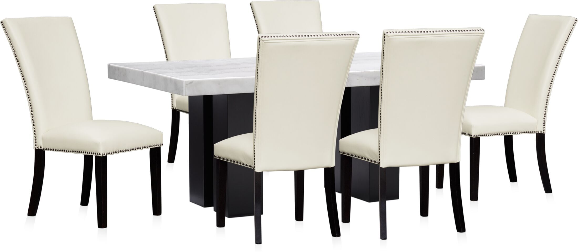 Artemis Marble Dining Table and 6 Upholstered Dining Chairs