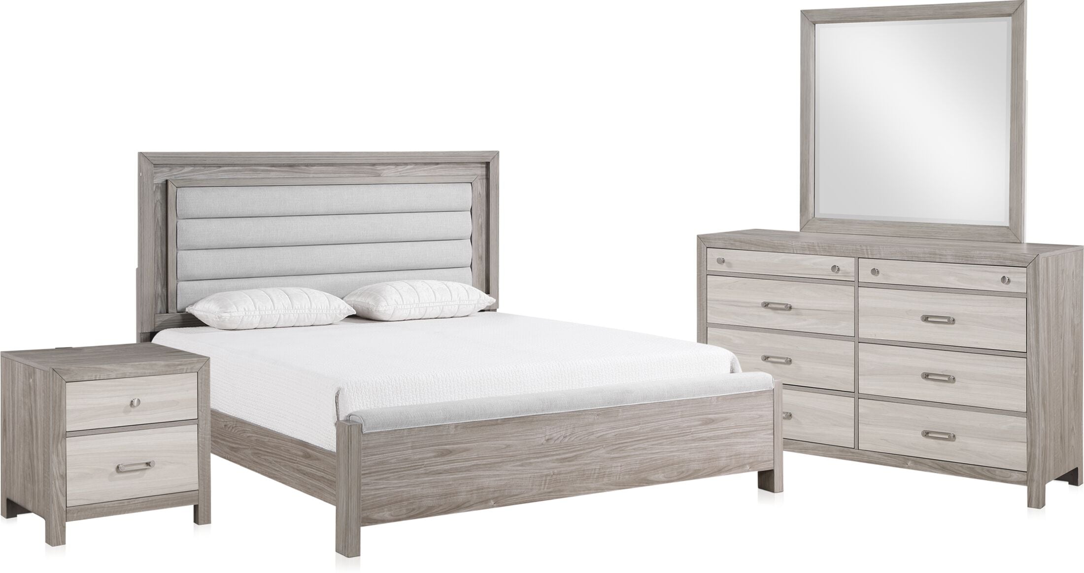 Asher 6-Piece Bedroom Set with Dresser, Mirror and Nightstand with USB  Charging