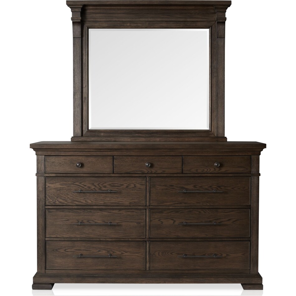 Asheville 5Piece Queen Panel Bedroom Set with Dresser and Mirror