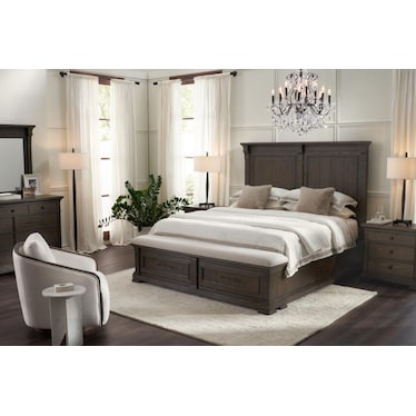 Asheville 5-Piece Storage Bedroom Set with Dresser and Mirror