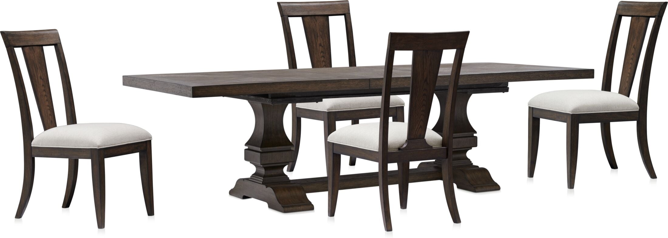 Asheville Rectangle Extendable Dining Table with 4 SplatBack Side