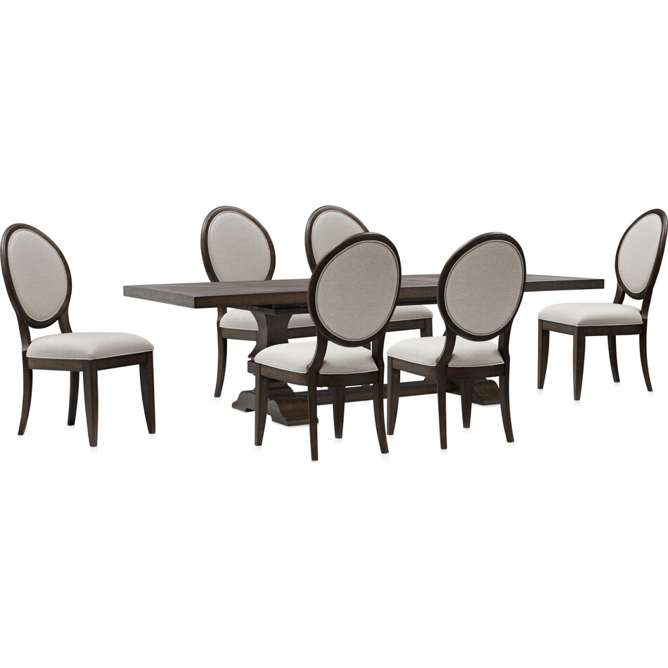 Asheville Rectangle Extendable Dining Table with 6 OvalBack Side