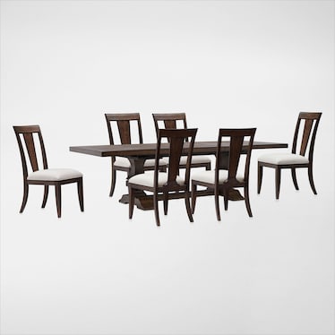Asheville Rectangle Extendable Dining Table with 6 Splat-Back Side Chairs