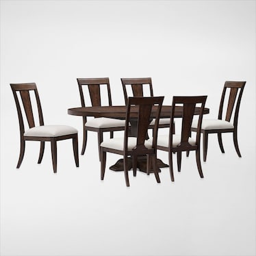 Asheville Round Extendable Dining Table with 6 Splat-Back Side Chairs