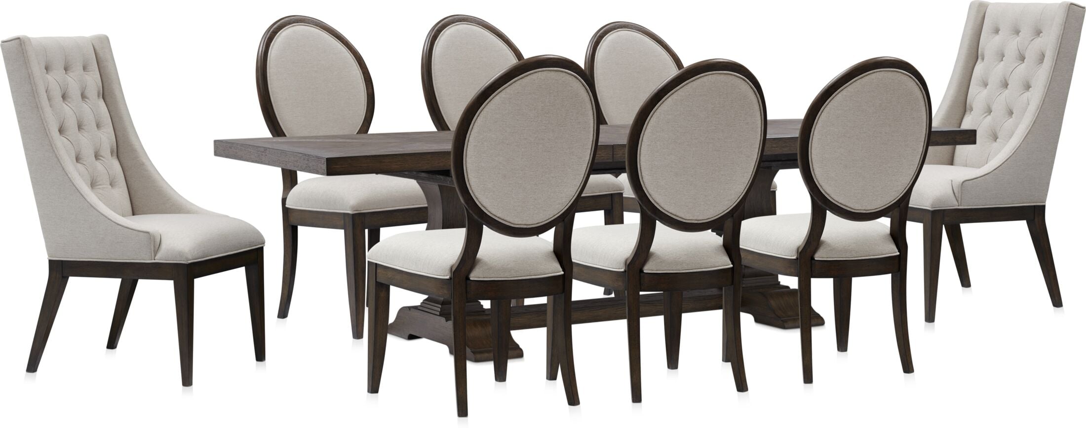 Asheville Rectangle Extendable Dining Table with 6 OvalBack Side