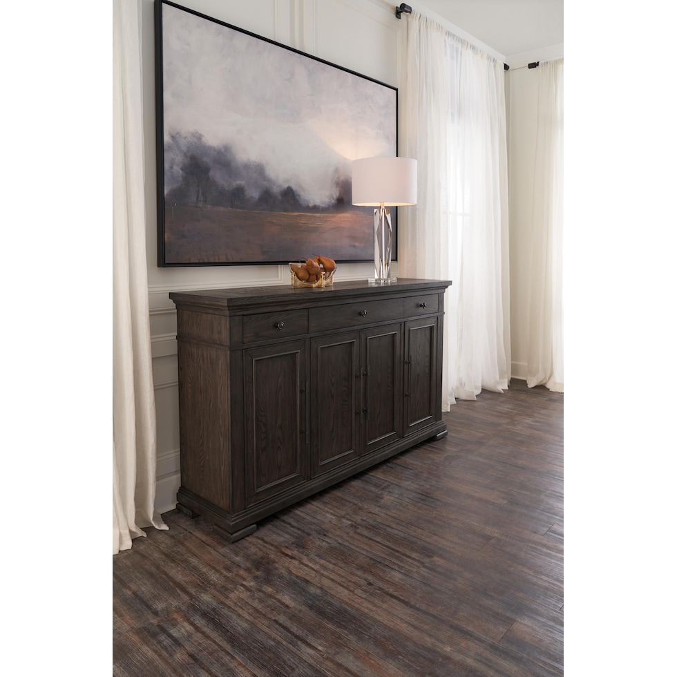 asheville dining dark brown buffet   