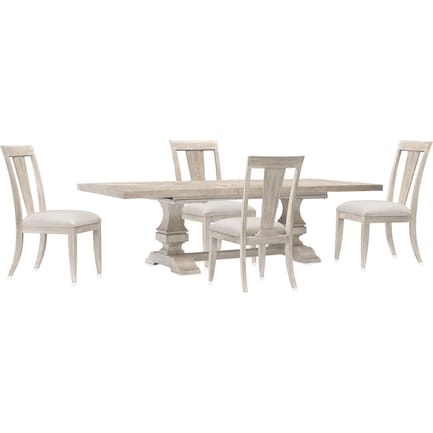 Asheville Rectangle Extendable Dining Table with 4 Splat-Back Side Chairs - Sandstone