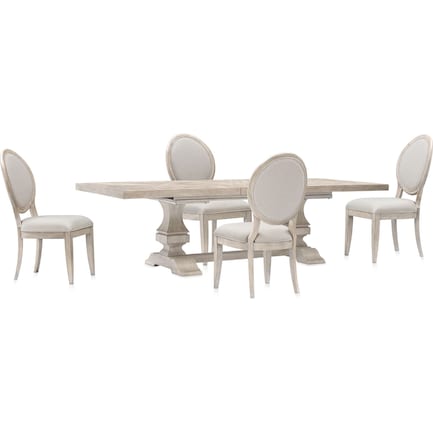 Asheville Rectangle Extendable Dining Table with 4 Oval-Back Side Chairs - Sandstone