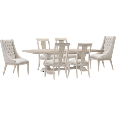 Asheville Rectangle Extendable Dining Table with 4 Splat-Back Side Chairs and 2 Host Chairs