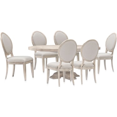 Asheville Round Extendable Dining Table with 6 Oval-Back Side Chairs