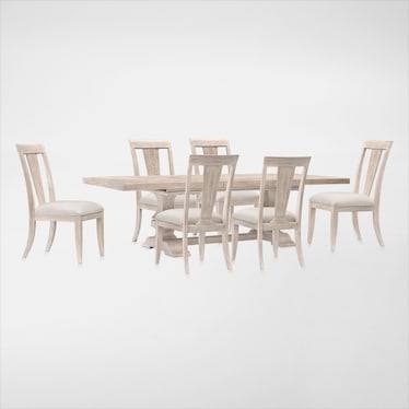 Asheville Rectangle Extendable Dining Table with 6 Splat-Back Side Chairs - Sandstone