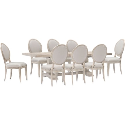 Asheville Rectangle Extendable Dining Table with 8 Oval-Back Side Chairs - Sandstone