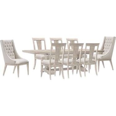 Asheville Rectangle Extendable Dining Table with 6 Splat-Back Side Chairs and 2 Host Chairs
