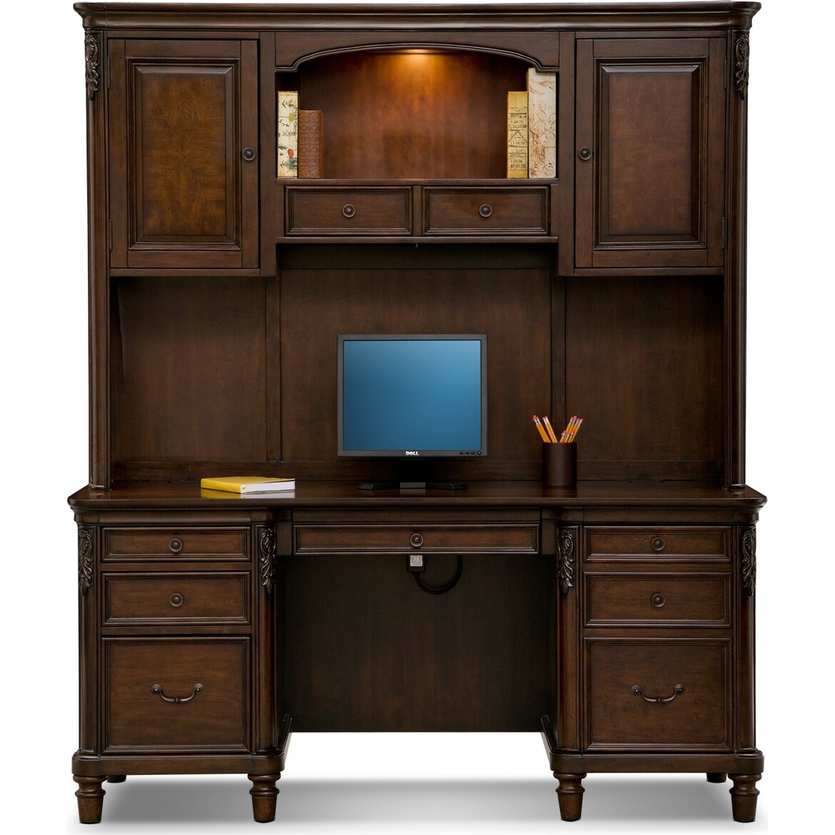 Ashland Credenza Desk with Hutch Value City Furniture and Mattresses