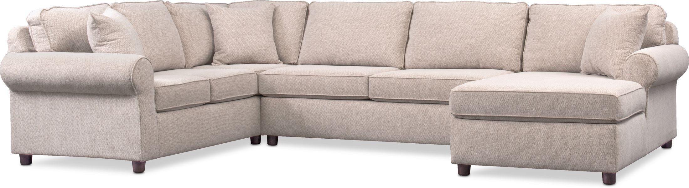 Ashton 3Piece Sectional with RightFacing Chaise Ivory Value City