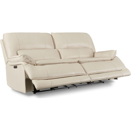 Aston Dual Power Recliner Value City Furniture Aston Dual Power Recliner Value City, Off White Leather Reclining Sofa