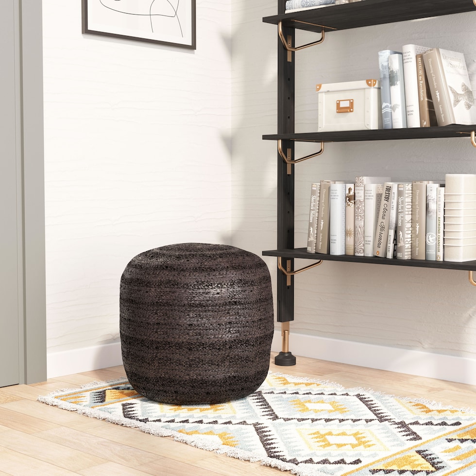 atherton black ottoman   