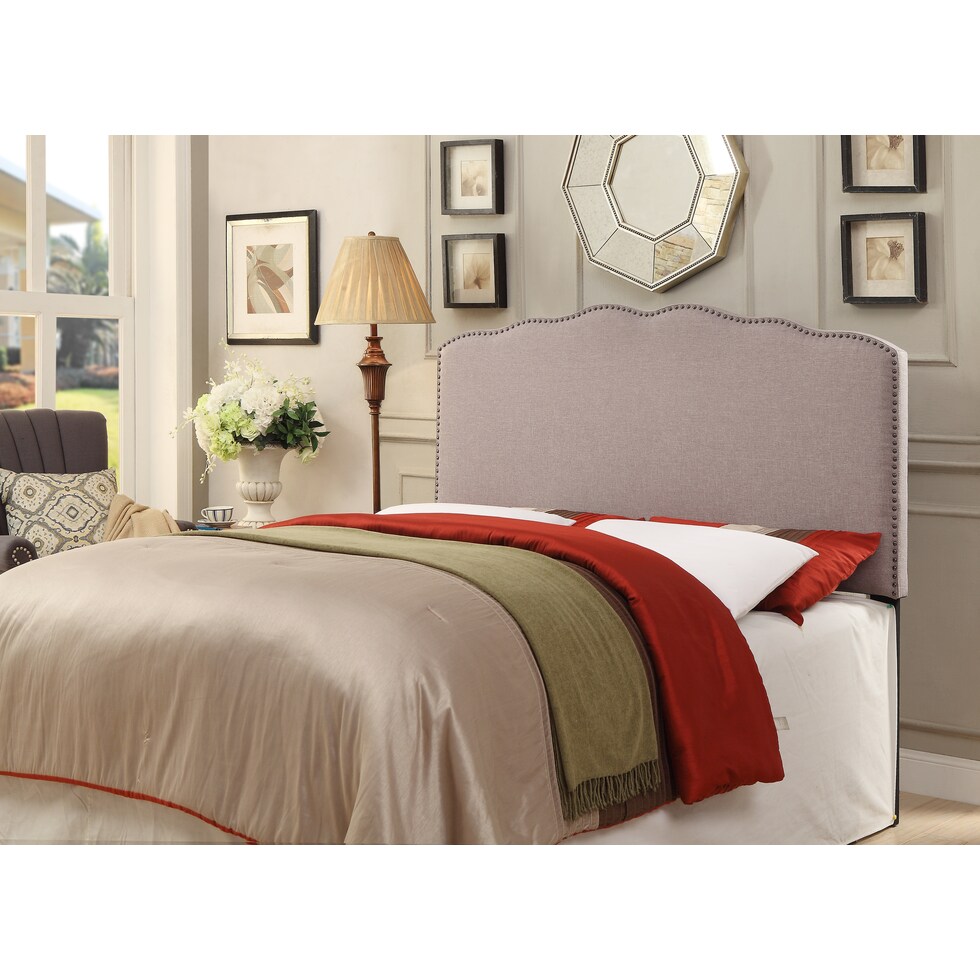 aubrey gray queen upholstered headboard   
