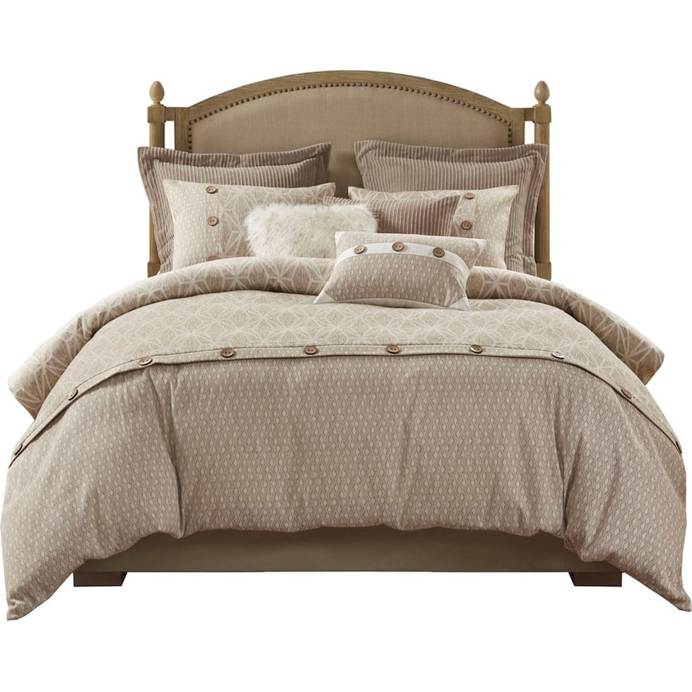 aubrey light brown king bedding set   