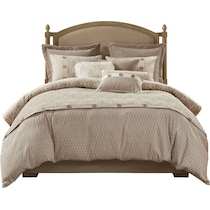 aubrey light brown queen bedding set   