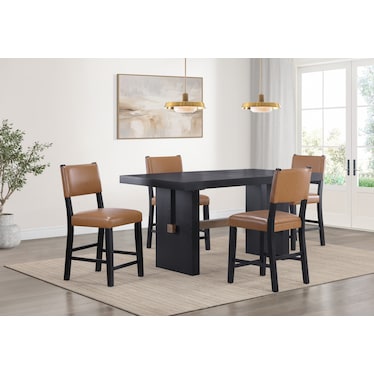 Auburn Counter-Height Dining Table and 4 Upholstered Stools