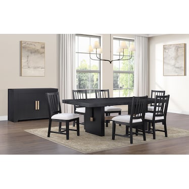 Auburn Dining Table and 6 Spindle-Back Dining Chairs