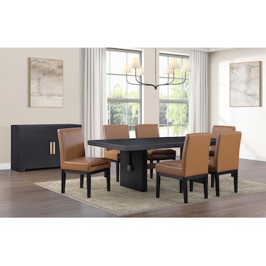 Auburn Dining Table and 6 Host Chairs