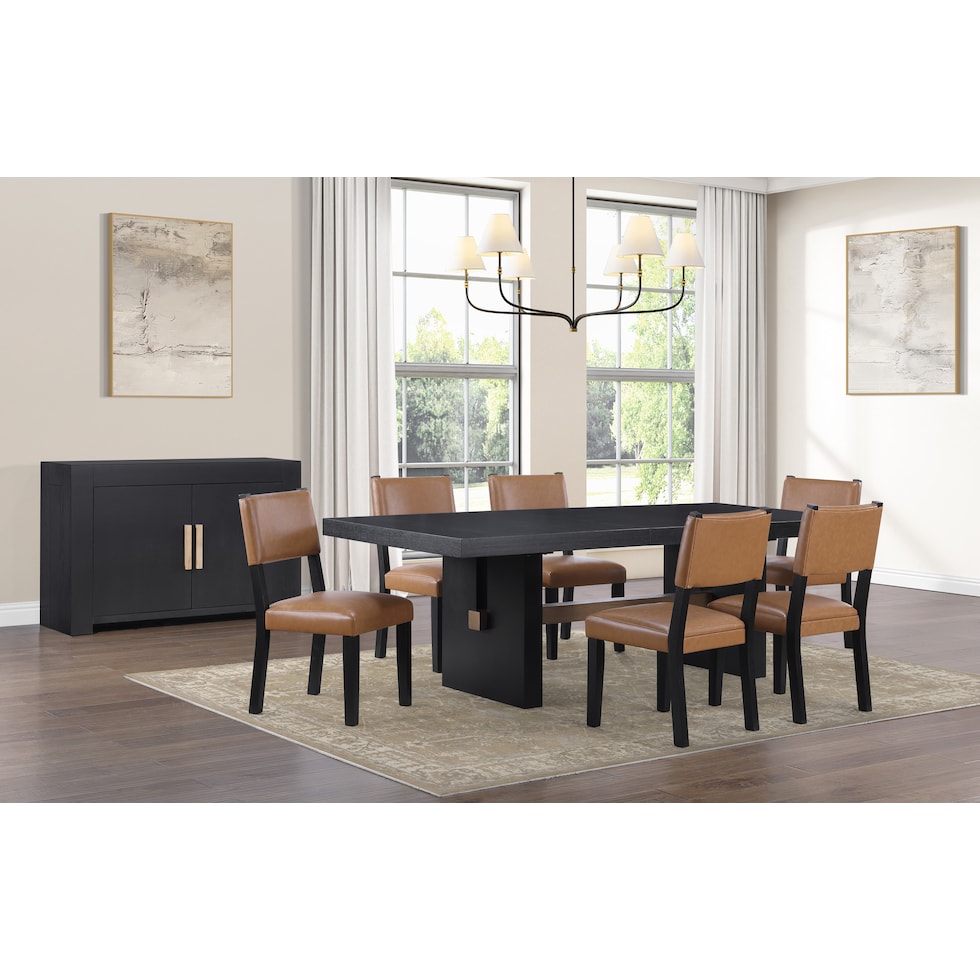 auburn dining light brown black legs  pc dining room   