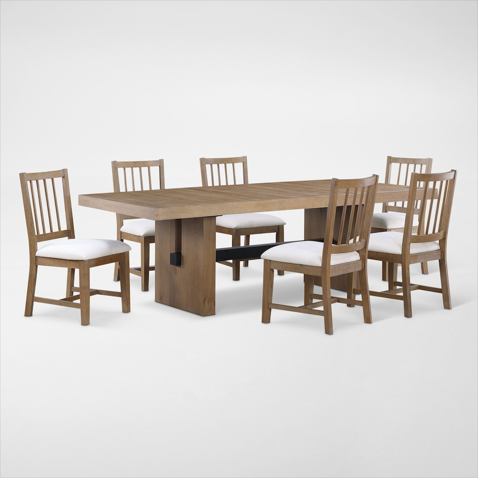 auburn dining white natural legs  pc dining room   