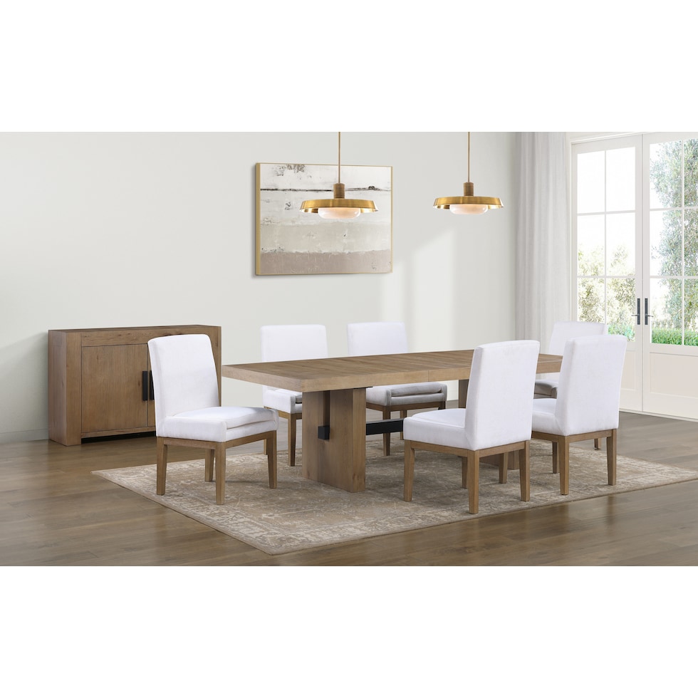auburn dining white natural legs  pc dining room   