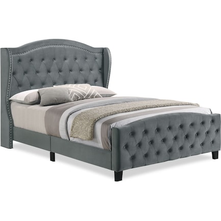 Audrey Queen Upholstered Bed - Gray Velvet