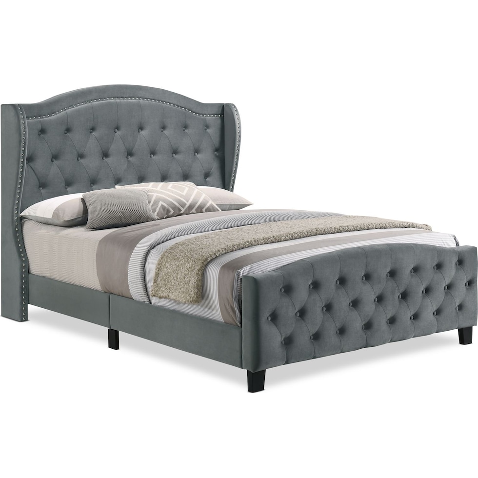 audrey gray queen upholstered bed   