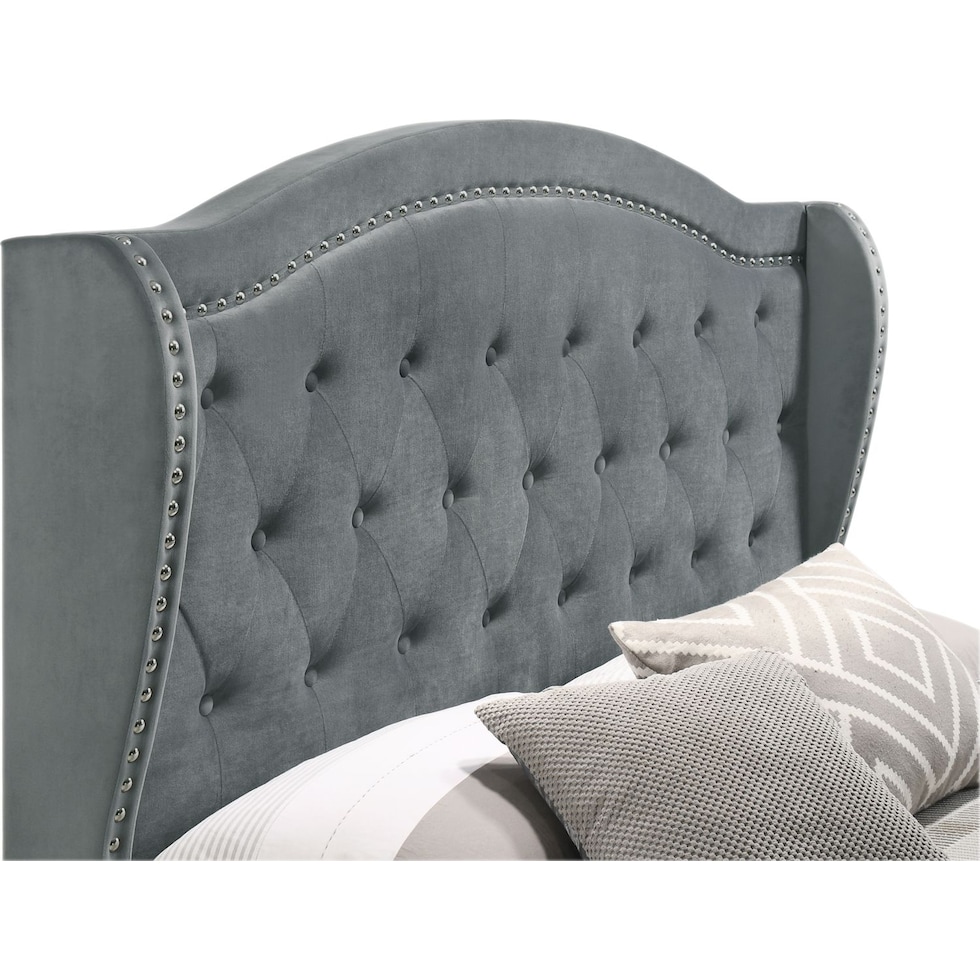 audrey gray queen upholstered bed   