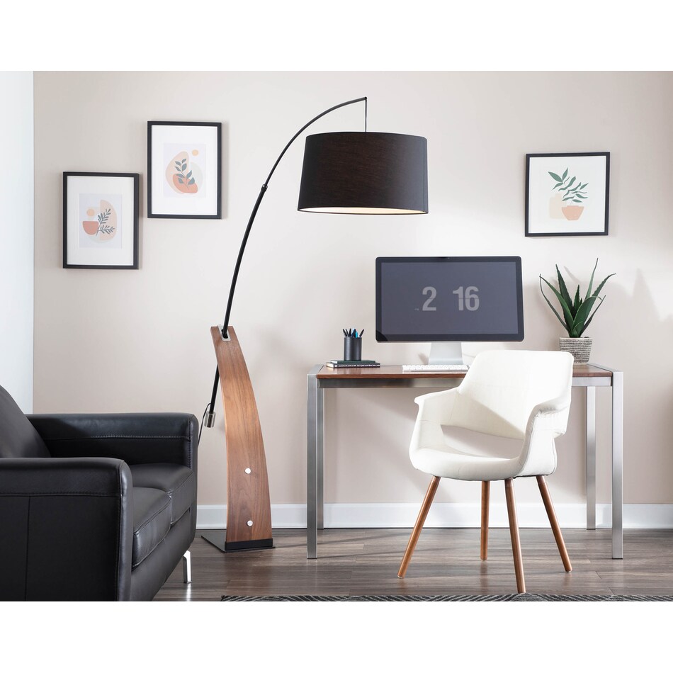 augie walnut black floor lamp   